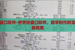 世界杯盘口软件-世界杯盘口软件，数字时代的足球竞技新视角，数字时代足球竞技新视角，世界杯盘口软件