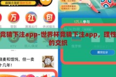 世界杯竞猜下注app-世界杯竞猜下注app，理性与娱乐的交织，理性与娱乐并存的‘世界杯竞猜下注app’，解锁竞猜新体验