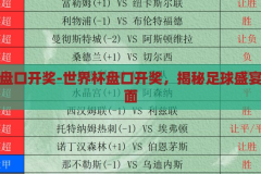 世界杯盘口开奖-世界杯盘口开奖，揭秘足球盛宴的另一面，揭秘世界杯盘口开奖，足球盛宴的另一面