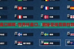 世界杯盘口解释-世界杯盘口，揭秘足球竞猜的数字游戏，揭秘世界杯盘口，足球竞猜的数字游戏