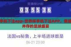 世界杯手机下注app-世界杯手机下注APP，便捷与风险并存的足球盛宴，世界杯手机下注APP，便捷与风险并存的足球盛宴