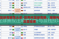 世界杯足球竞猜怎么买-世界杯足球竞猜，策略与技巧的深度指南，揭秘世界杯足球竞猜，策略、技巧与购买指南