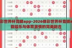 2026体彩世界杯竞猜app-2026体彩世界杯竞猜app，智能娱乐与体育激情的完美融合，2026体彩世界杯竞猜app，智能娱乐与体育激情的碰撞