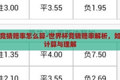 世界杯竞猜赔率怎么算-世界杯竞猜赔率解析，如何精准计算与理解，解析世界杯竞猜赔率，精准计算与理解策略