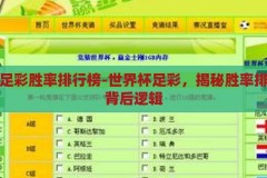 世界杯足彩胜率排行榜-世界杯足彩，揭秘胜率排行榜的背后逻辑，揭秘世界杯足彩胜率排行榜的背后逻辑