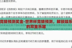 世界杯竞猜预测奖金-世界杯竞猜预测，解锁娱乐与奖金的双重乐趣，解锁娱乐与奖金的双重乐趣，世界杯竞猜预测