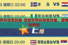 竞猜世界杯冠军封盘-竞猜世界杯冠军封盘，激情与智慧的碰撞，世界杯冠军竞猜封盘，激情与智慧的激烈碰撞