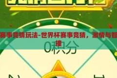 世界杯赛事竞猜玩法-世界杯赛事竞猜，激情与智慧的碰撞，世界杯赛事竞猜，激情与智慧的智慧碰撞
