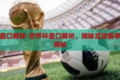 世界杯盘口解释-世界杯盘口解析，揭秘足球赛事的投注奥秘，揭秘世界杯盘口，解析足球赛事的投注奥秘