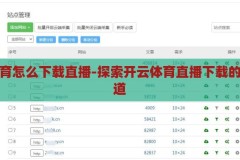开云体育怎么下载直播-探索开云体育直播下载的便捷之道，开云体育直播下载，探索便捷的观看体验