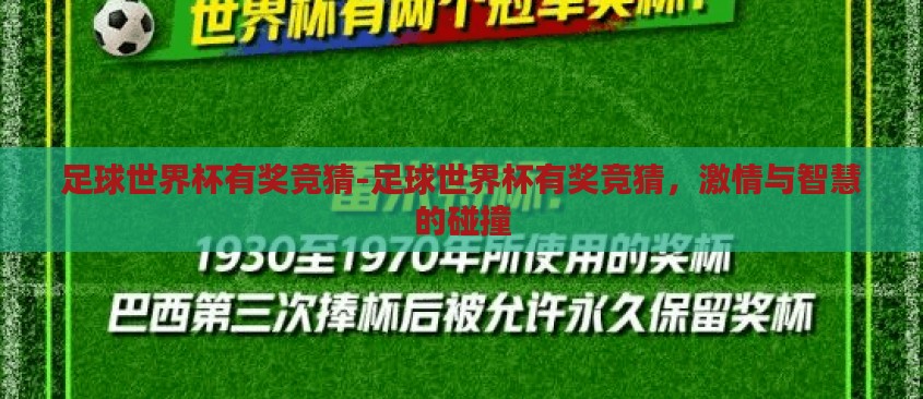 足球世界杯有奖竞猜-足球世界杯有奖竞猜，激情与智慧的碰撞
