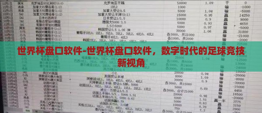 世界杯盘口软件-世界杯盘口软件,数字时代的足球竞技新视角 世界杯盘口软件-世界杯盘口软件,数字时代的足球竞技新视角
