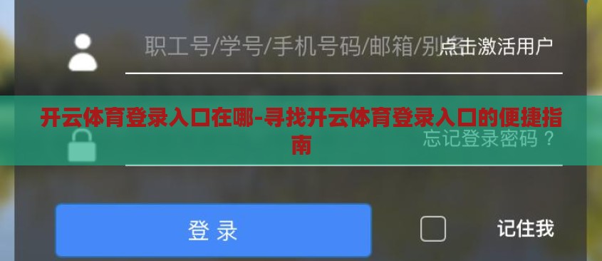 开云体育登录入口在哪-寻找开云体育登录入口的便捷指南 开云体育登录入口在哪-寻找开云体育登录入口的便捷指南