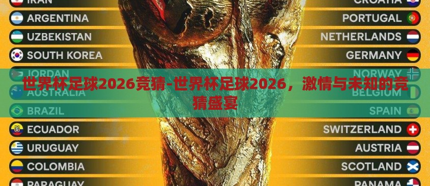 世界杯足球2026竞猜-世界杯足球2026,激情与未知的竞猜盛宴 世界杯足球2026竞猜-世界杯足球2026,激情与未知的竞猜盛宴