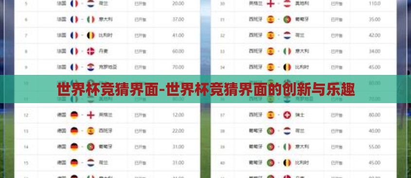 世界杯竞猜界面-世界杯竞猜界面的创新与乐趣