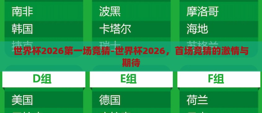 世界杯2026第一场竞猜-世界杯2026，首场竞猜的激情与期待