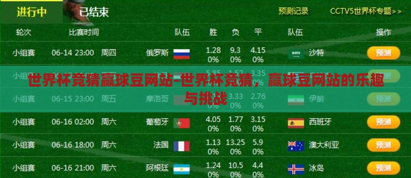世界杯竞猜赢球豆网站-世界杯竞猜，赢球豆网站的乐趣与挑战