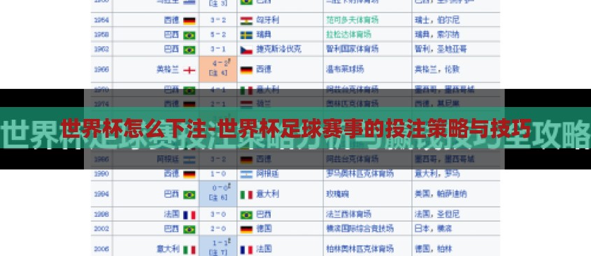 世界杯怎么下注-世界杯足球赛事的投注策略与技巧