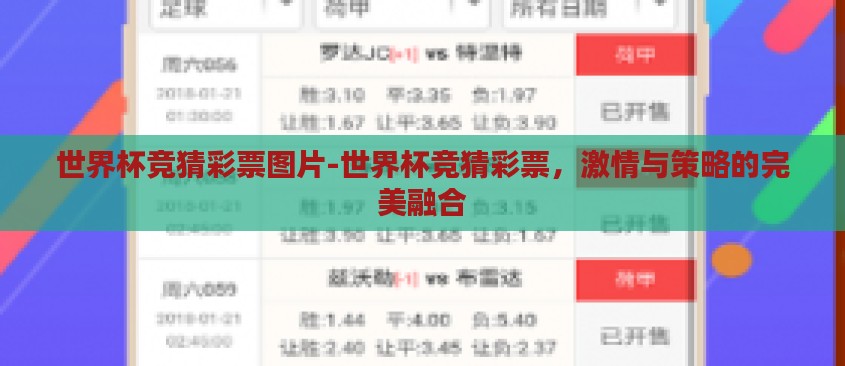 世界杯竞猜彩票图片-世界杯竞猜彩票，激情与策略的完美融合