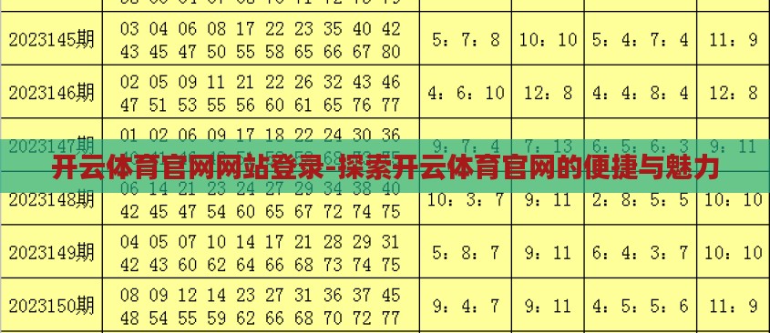 开云体育官网网站登录-探索开云体育官网的便捷与魅力