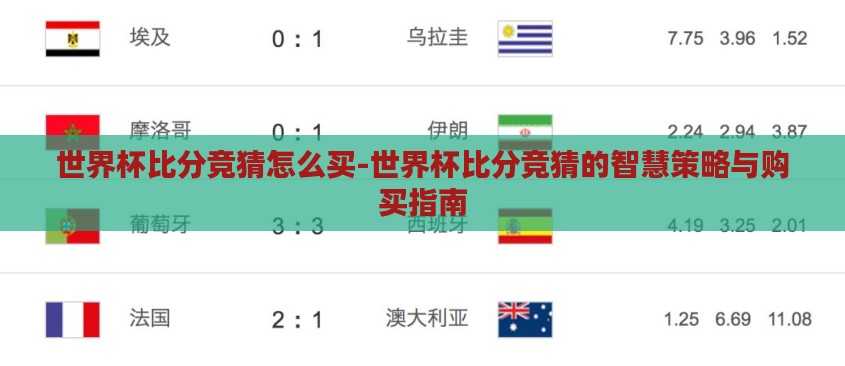 世界杯比分竞猜怎么买-世界杯比分竞猜的智慧策略与购买指南