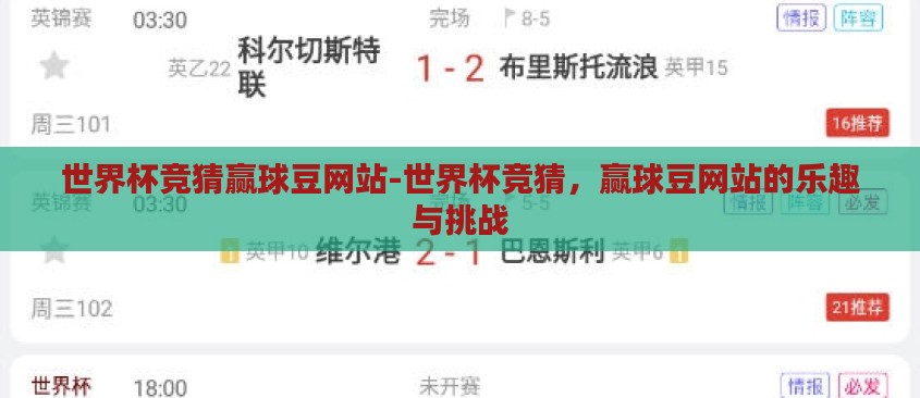 世界杯竞猜赢球豆网站-世界杯竞猜，赢球豆网站的乐趣与挑战