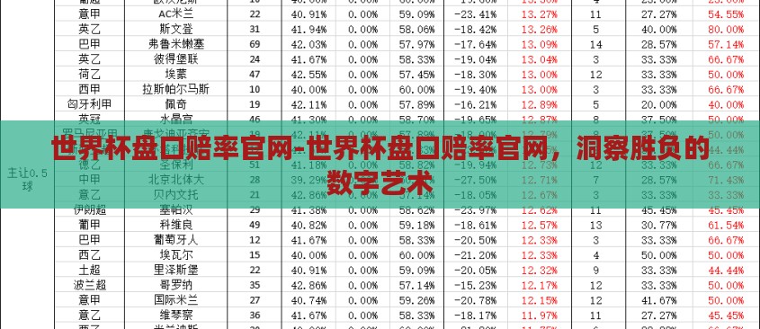 世界杯盘口赔率官网-世界杯盘口赔率官网，洞察胜负的数字艺术